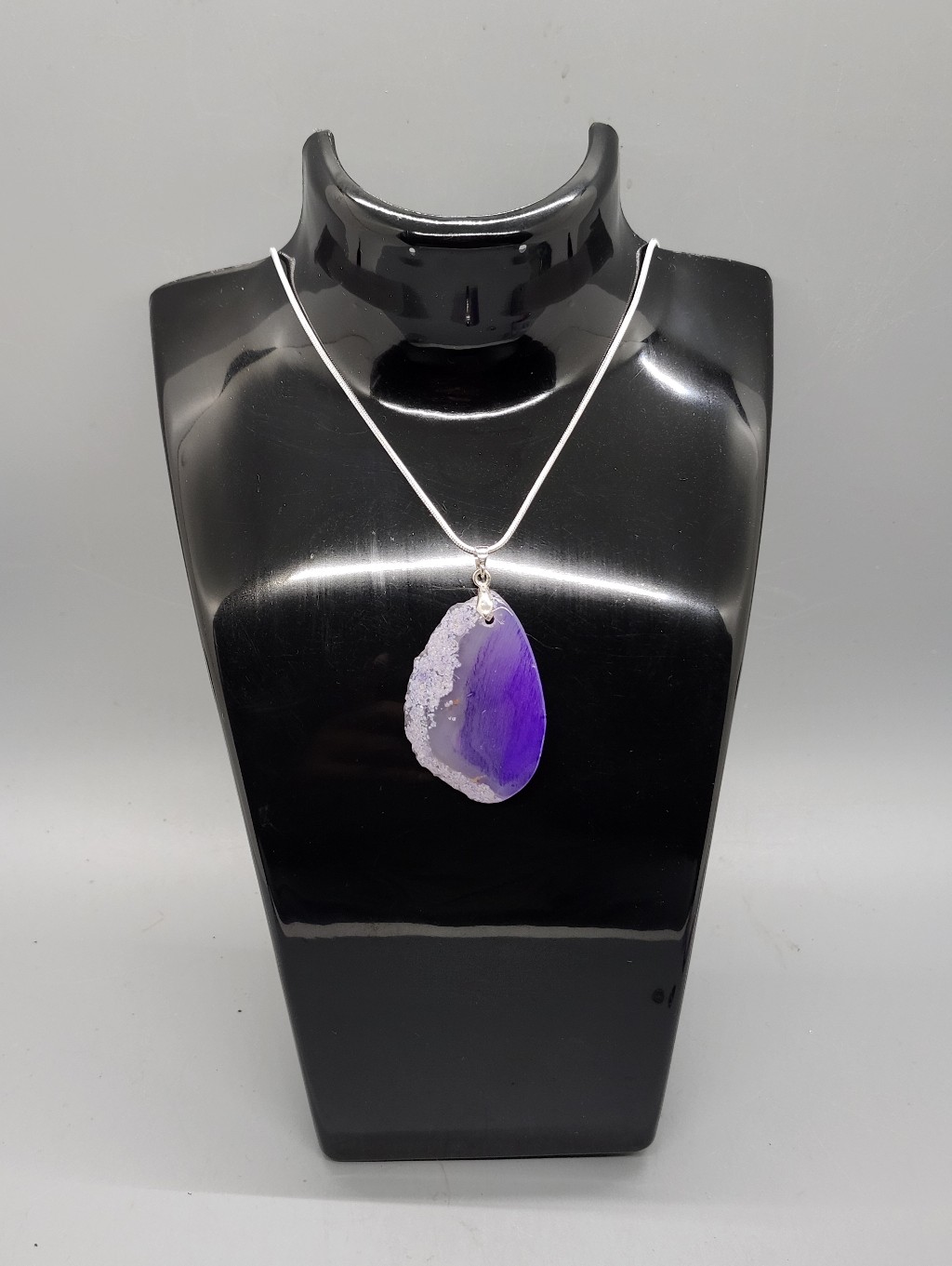 Purple Agate Druzy Pendant Necklace - Women Jewelry